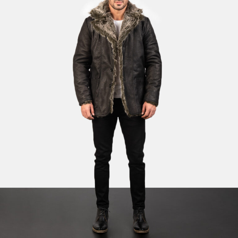 Mens Furlong Black Leather Coat8086-2-1577697456412